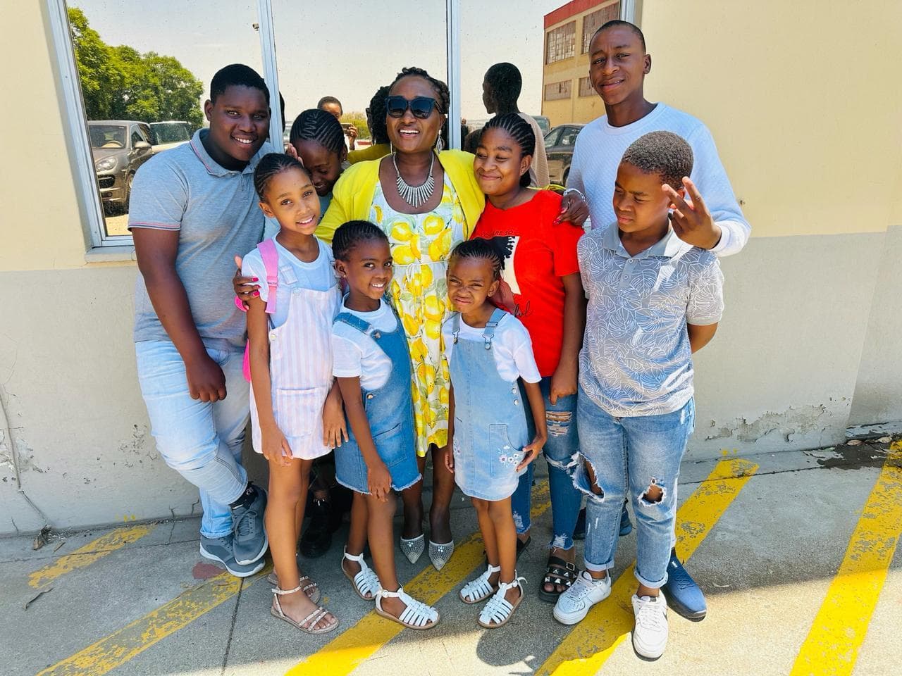 Valeria celebrating with children